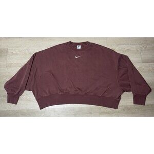 Nike Sweatshirt Womens XL Phoenix Fleece Oversized Pullover Center Swoosh Brown